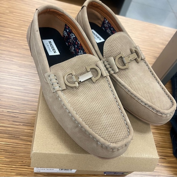 men shoes men’s loafers men’s taupe sued loafers dress shoes 9.5 brand n…